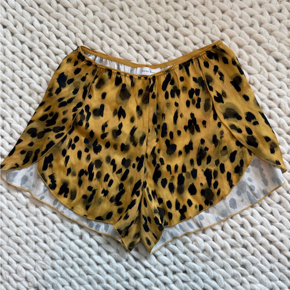 100% Satin Leopard Print Shorts